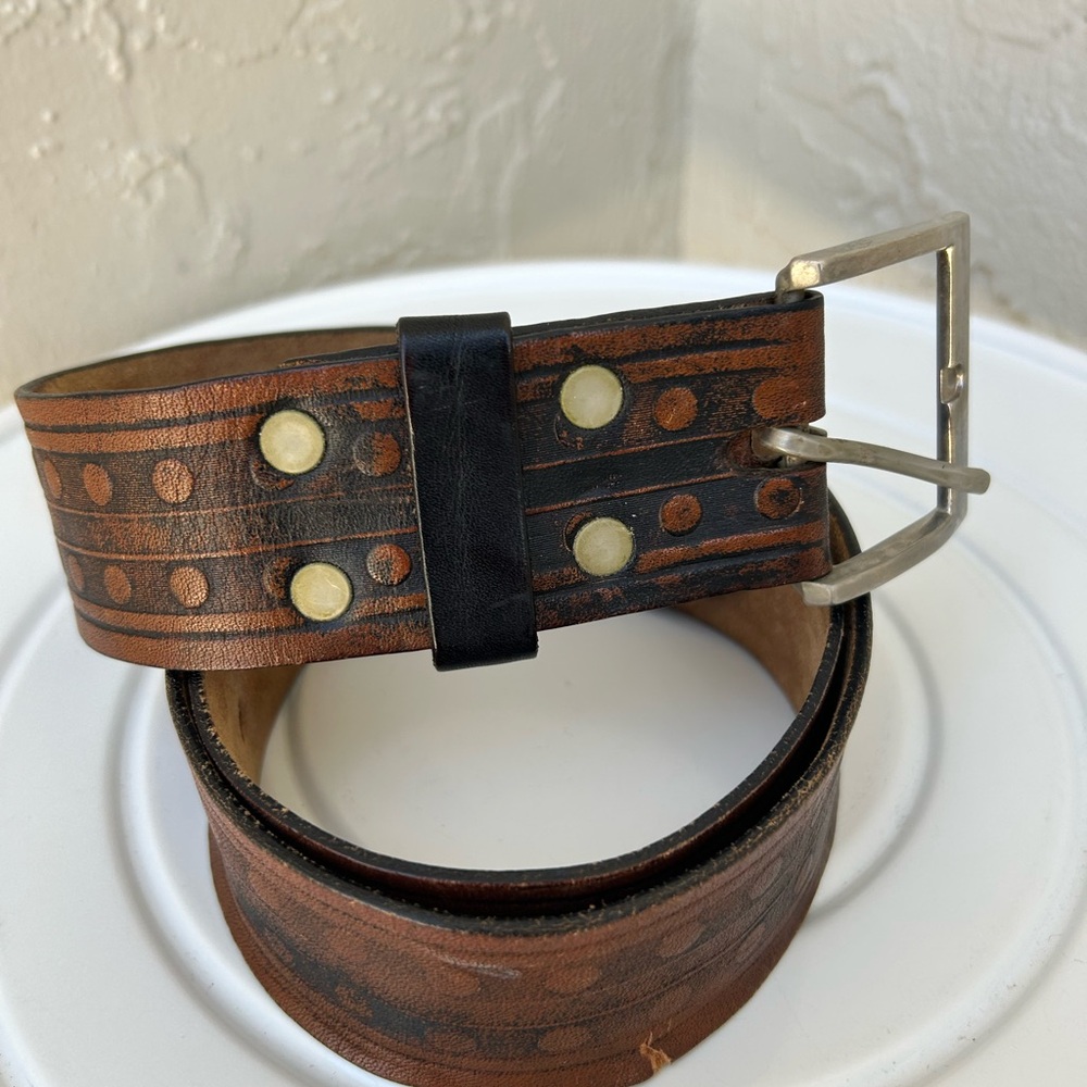 Leather By grant Cowhide Leather Belt Size 32-34 Brown